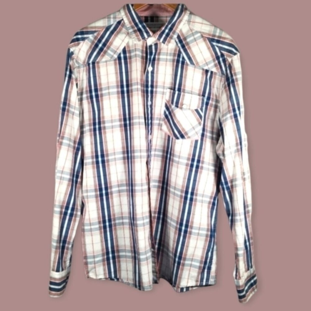 RW & CO Men's Shirt Size L Plaid RW. '99 Button Down Western